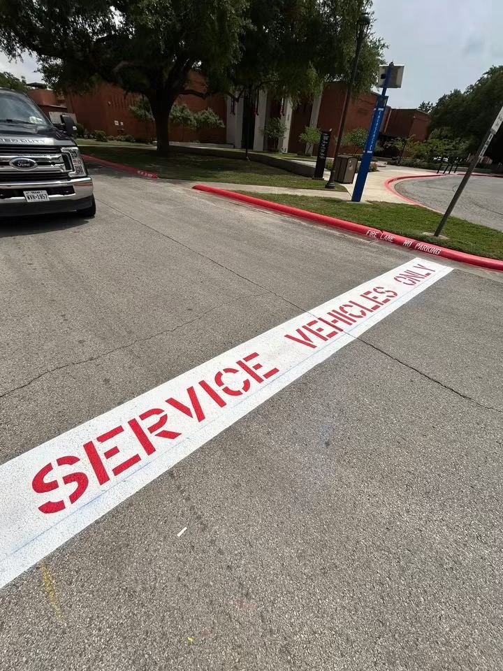 SERVICE VEHICLES ONLY stencil and fire lane markings